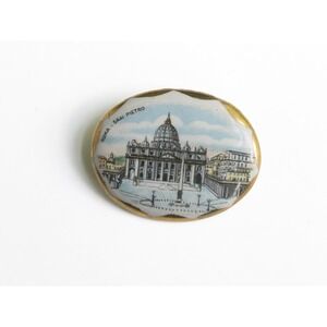Vintage Roma San Pietro Italy Souvenir Brooch Pin Vatican St Peters Basilica